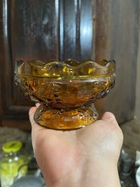 Indiana Glass Amber Stars and Bars Fairy Lamp BASE ONLY